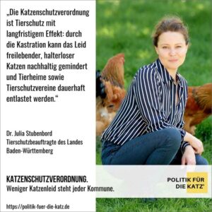 für eine Katzenschutzverordnung: Julia Stubenbord, Tierschutzbeauftrate des Landes Baden-Württemberg
