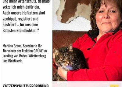 für eine Katzenschutzverordnung: Martina Braun, Landtagsmitglied Baden-Württemberg