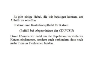 Beifall der CDU/CSU zur Kastrationspflicht für Katzen